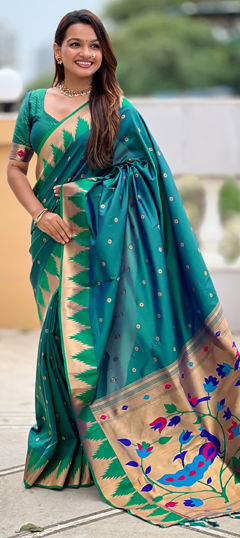 Blue color Saree in Art Silk fabric with Weaving work