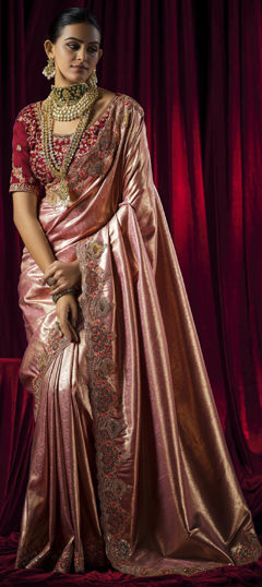 Pink and Majenta color Saree in Art Silk fabric with Sequence, Zircon work