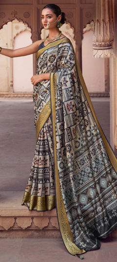 Multicolor color Saree in Art Silk fabric with Printed, Weaving work
