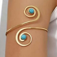 Gold Rodium Polish Gold color Armlet in Metal Alloy studded with Artificial