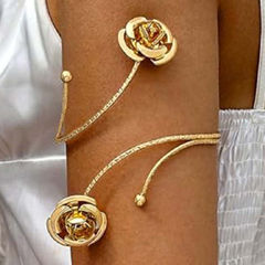 Gold Rodium Polish Gold color Armlet in Metal Alloy studded with Artificial