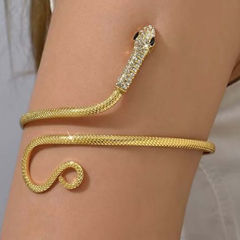 Gold Rodium Polish Gold color Armlet in Brass studded with Artificial