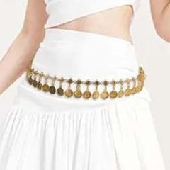 Gold Rodium Polish Gold color Waist Chain in Metal Alloy studded with Artificial