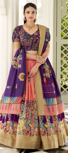 Pink and Majenta color Lehenga in Dolla Silk fabric with Printed work