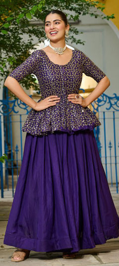 Purple and Violet color Long Lehenga Choli in Organza Silk fabric with Sequence work
