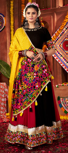 Multicolor color Ready to Wear Lehenga in Cotton, Viscose fabric with Mirror, Thread work