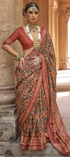 Green color Saree in Art Silk fabric with Printed work