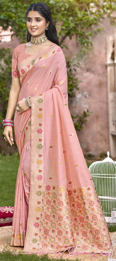 Pink and Majenta color Saree in Art Silk fabric with Weaving work