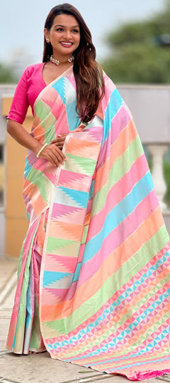 Multicolor color Saree in Silk fabric with Weaving work