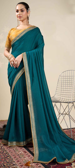 Blue color Saree in Art Silk fabric with Embroidered, Sequence, Zari work