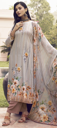 Multicolor color Salwar Kameez in Crepe Silk fabric with Floral, Printed work