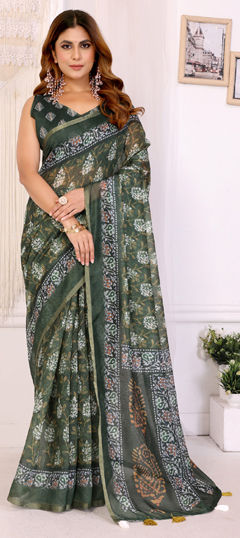 Multicolor color Saree in Cotton fabric with Printed work