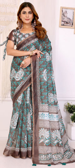 Multicolor color Saree in Cotton fabric with Printed work