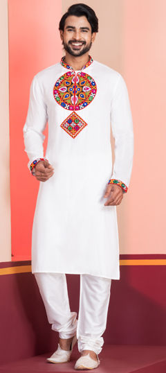 Purple and Violet color Kurta Pyjamas in Rayon fabric with Embroidered, Lace work