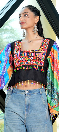 Multicolor color Tops and Shirts in Cotton fabric with Embroidered, Mirror work