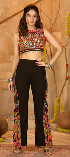 Black and Grey color Salwar Kameez in Satin Silk fabric with Embroidered work