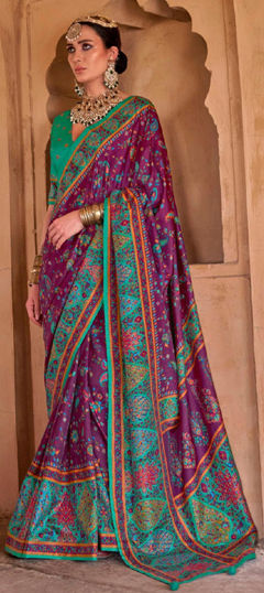 Purple and Violet color Saree in Art Silk fabric with Printed work