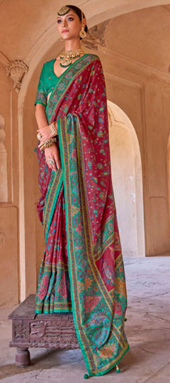 Pink and Majenta color Saree in Art Silk fabric with Printed work