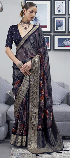 Multicolor color Saree in Silk fabric with Printed, Weaving work