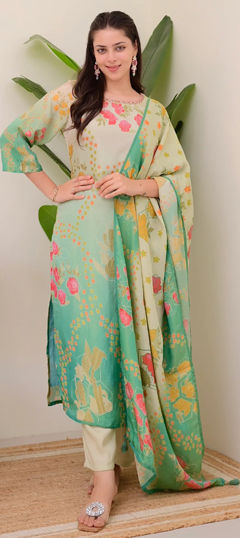 Multicolor color Salwar Kameez in Silk fabric with Printed work