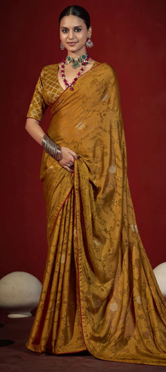 Yellow color Saree in Art Silk fabric with Zari work