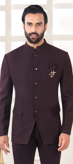 Purple and Violet color Blazer in Rayon fabric with Broches work