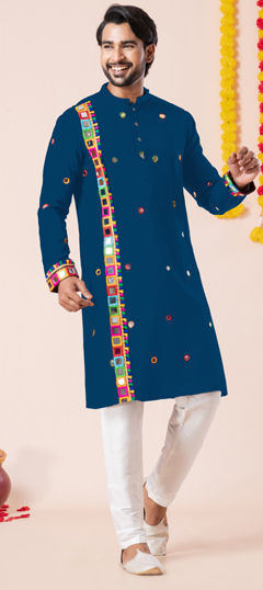 Green color Kurta Pyjamas in Rayon fabric with Embroidered, Patch work