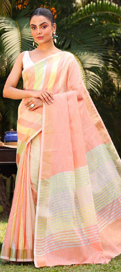 Multicolor color Saree in Linen fabric with Printed work