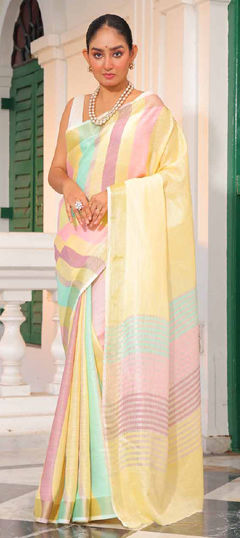 Multicolor color Saree in Linen fabric with Printed work