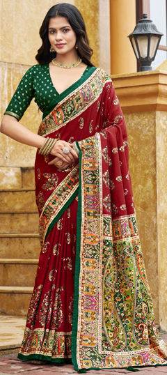 Pink and Majenta color Saree in Art Silk fabric with Printed work