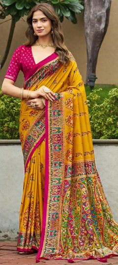 Red and Maroon color Saree in Art Silk fabric with Printed work