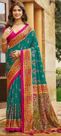 Beige and Brown color Saree in Art Silk fabric with Printed work