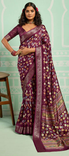 Pink and Majenta color Saree in Art Silk fabric with Weaving work
