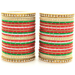 Gold Rodium Polish Multicolor color Bangles in Metal Alloy studded with CZ Diamond