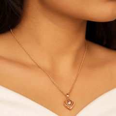 Gold Rodium Polish Gold color Pendant in Brass studded with CZ Diamond