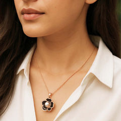 Gold Rodium Polish Gold color Pendant in Brass studded with Artificial