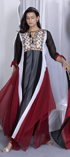 Multicolor color Salwar Kameez in Georgette fabric with Embroidered work