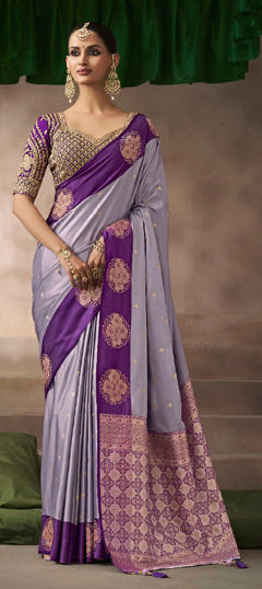 Purple and Violet color Saree in Art Silk fabric with Printed work