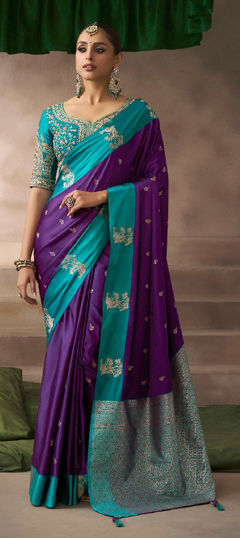 Purple and Violet color Saree in Art Silk fabric with Printed work