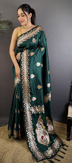 Blue color Saree in Silk fabric with Weaving work