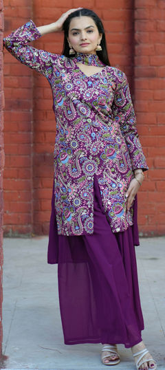 Multicolor color Salwar Kameez in Taffeta Silk fabric with Embroidered, Mirror, Sequence work