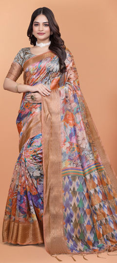 Multicolor color Saree in Blended, Silk fabric with Printed work