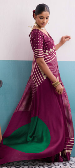 Pink and Majenta color Saree in Art Silk fabric with Printed work