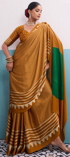 Yellow color Saree in Art Silk fabric with Printed work