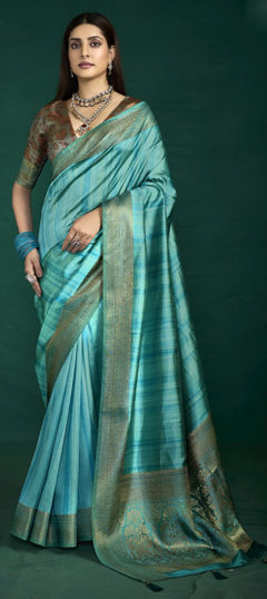 Blue color Saree in Silk fabric with Weaving work