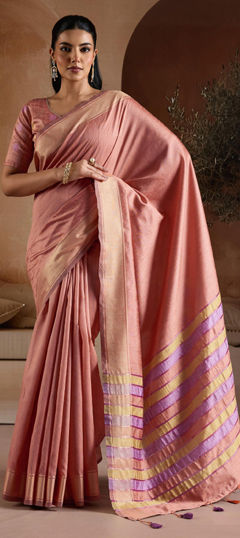 Pink and Majenta color Saree in Art Silk fabric with Thread work