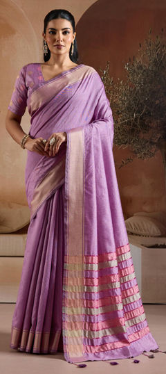 Purple and Violet color Saree in Art Silk fabric with Thread work