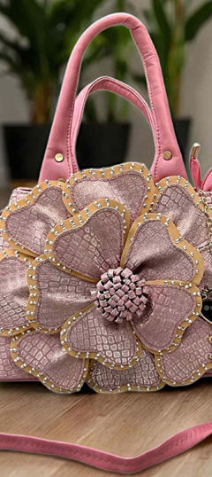 Gold color Clutches in Art Silk fabric with Bugle Beads, Embroidered, Moti work