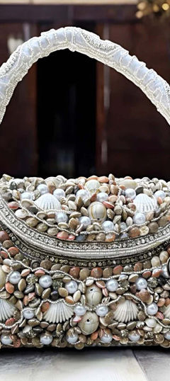 Multicolor color Potli in Fancy Fabric fabric with Bugle Beads, Moti work