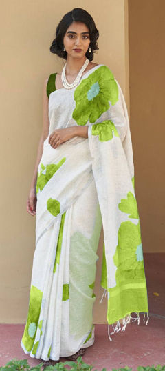 Multicolor color Saree in Cotton, Linen fabric with Digital Print work